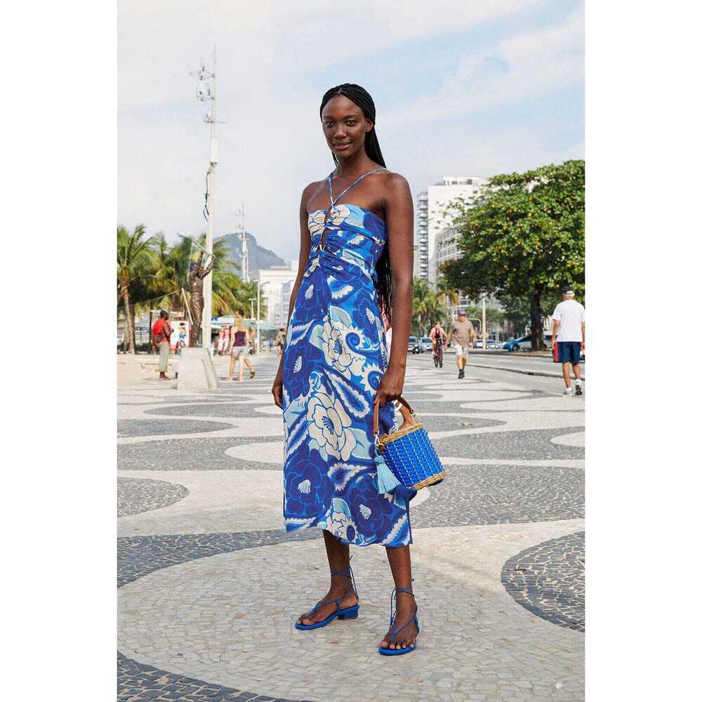 Farm Rio Blue Tropical Groove Lenzing™ Ecovero™ Viscose Midi Dress